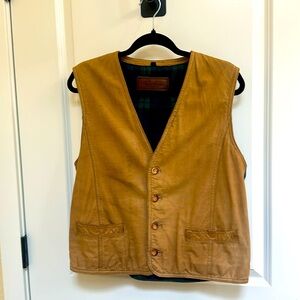 Brooks Brothers suede vest with Green and blue flannel interior.